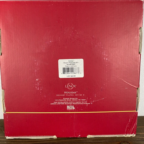 Lenox Holiday Red Dessert Plates Mugs Set of 4 - Picture 8 of 9